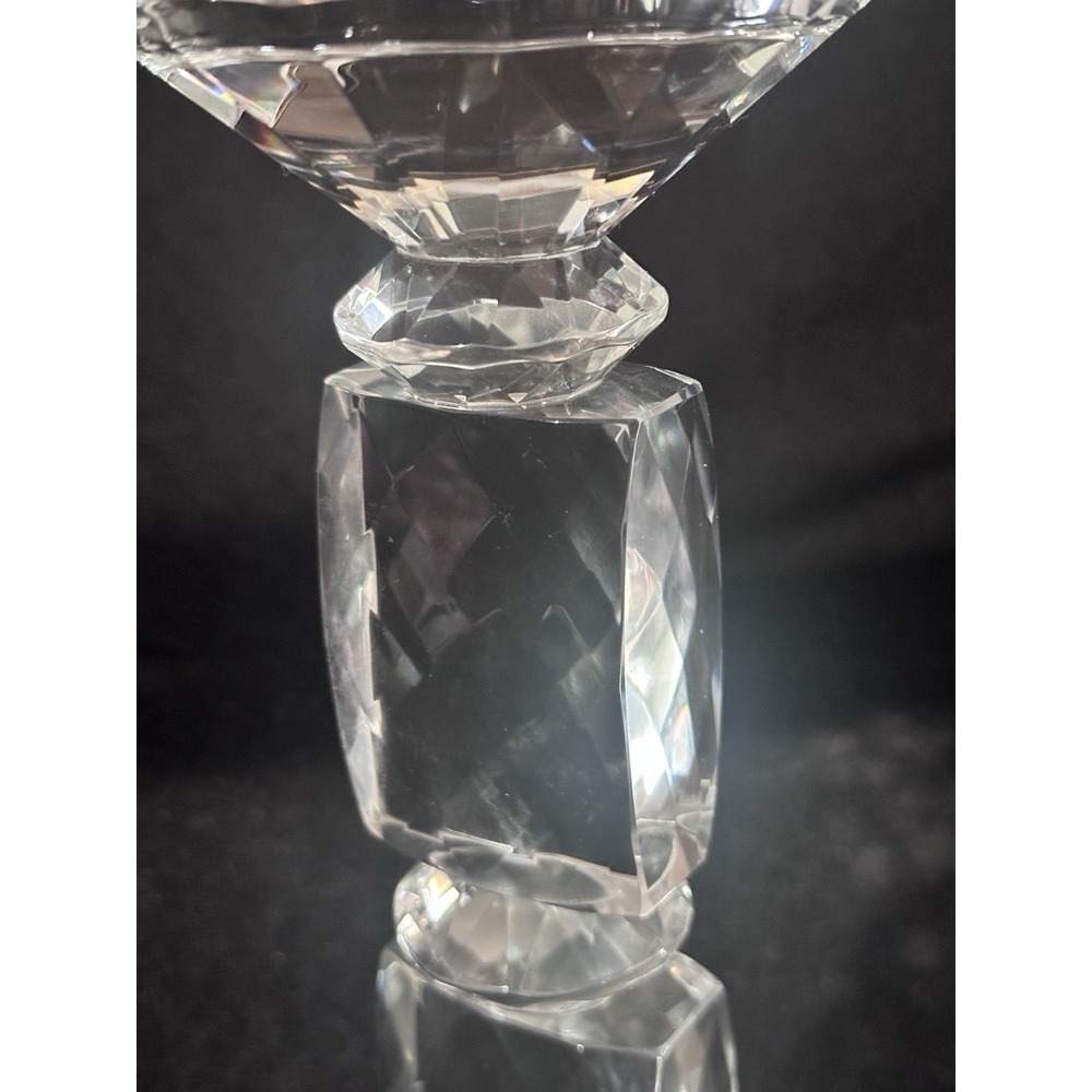 Lafayette Crystal candle holder 10 1/2" Beautiful Square Pattern Cut - Picture 9 of 16